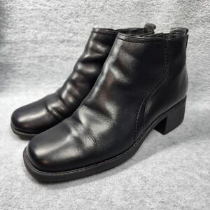 Dockers Delaware Boots Womens‎ Size 8 Black Leather Ankle Zip Block Heel Booties